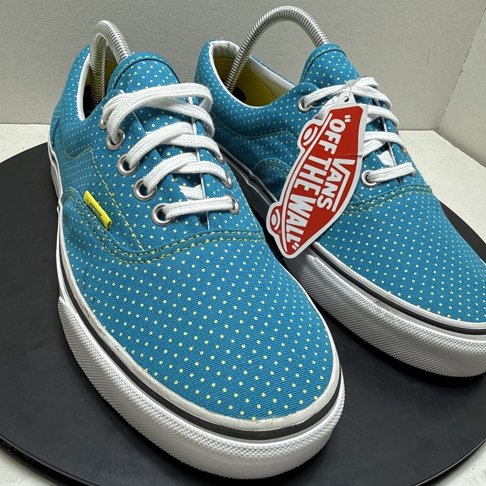 Vans Classic Low Top Skate Shoe Women Size 10TC6D turquoise Yellow Polka Dot